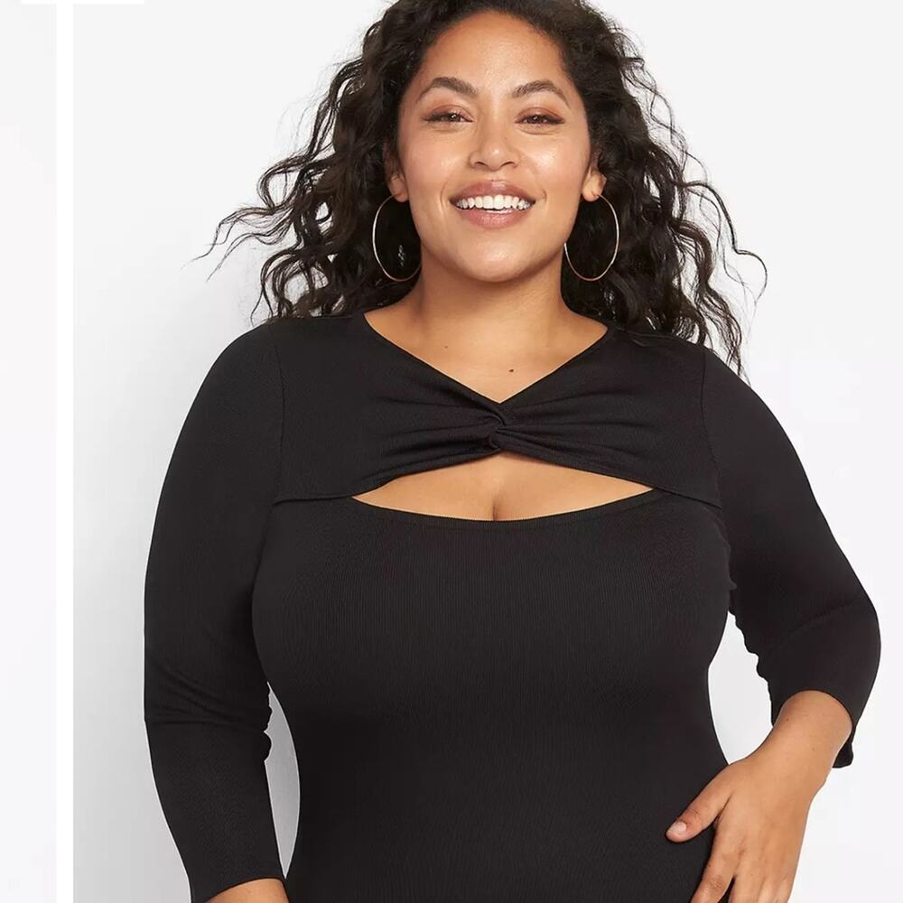 Lane Bryant Twist-Neck Bodycon Knee Length Short Sleeve Dress NWT 20W